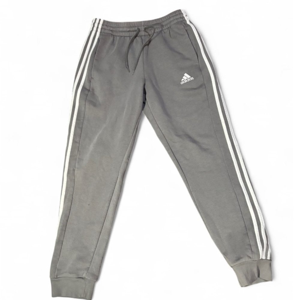 Adidas Gray Jogger Sweatpants with White Stripes